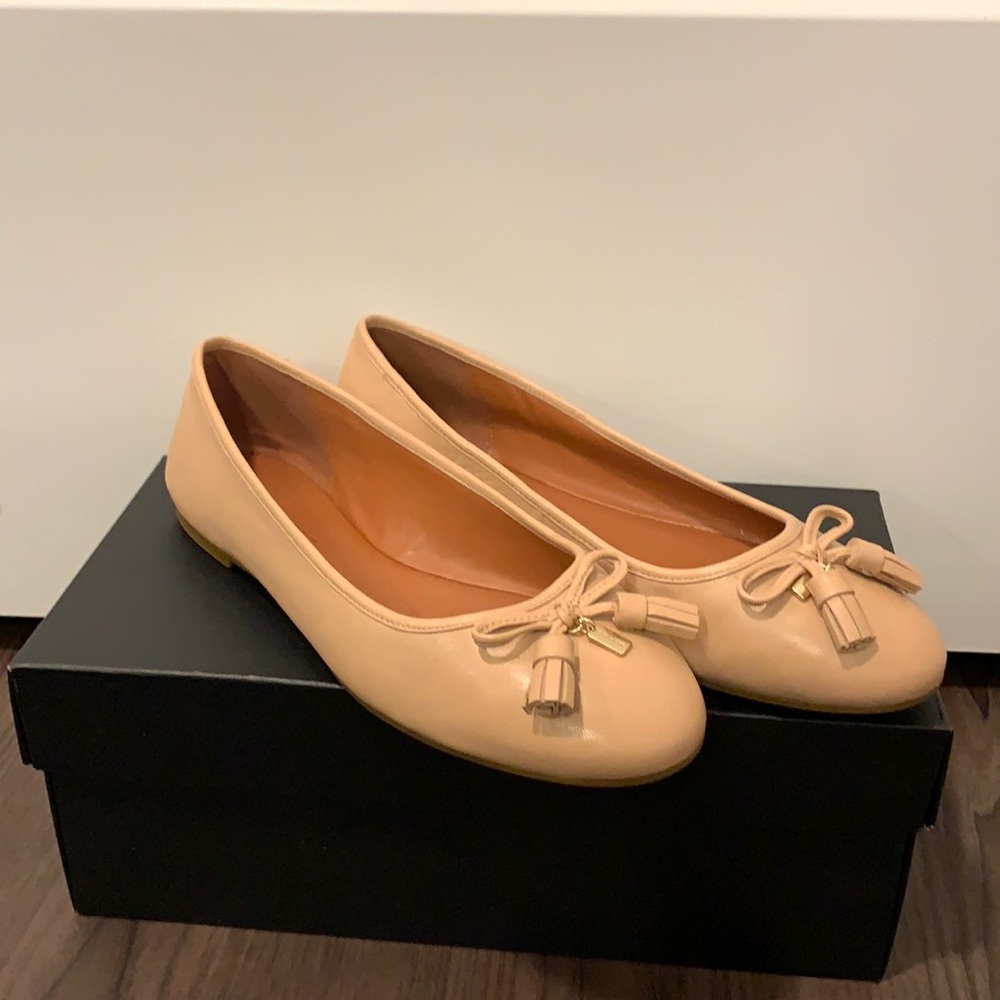 Nude Leather Coach Flats size 8.5